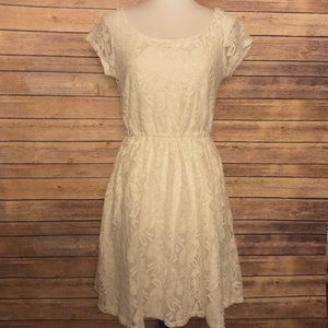 Cream Dress with Lace Detail